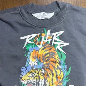 H&M Charcoal Tiger Graphic Sweatshirt